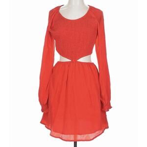 Shahida Parides Red Cut out Dress Lg Boho Resort Smocked